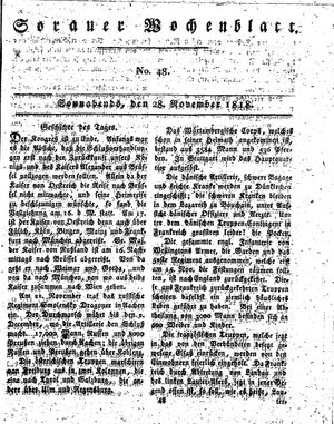 Sorauer Wochenblatt für Unterhaltung, Belehrung und Ereignisse der Gegenwart on Nov 28, 1818