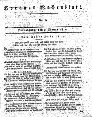 Sorauer Wochenblatt für Unterhaltung, Belehrung und Ereignisse der Gegenwart vom 02.01.1819