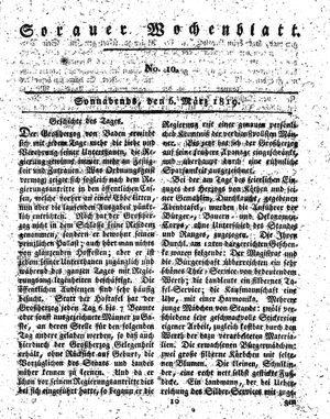 Sorauer Wochenblatt für Unterhaltung, Belehrung und Ereignisse der Gegenwart vom 06.03.1819