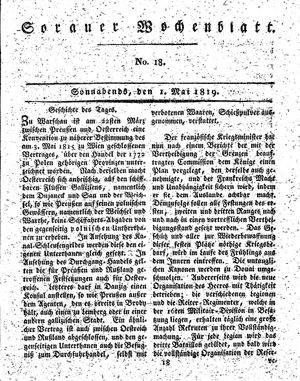 Sorauer Wochenblatt für Unterhaltung, Belehrung und Ereignisse der Gegenwart vom 01.05.1819