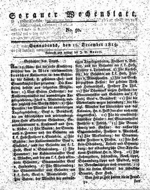 Sorauer Wochenblatt für Unterhaltung, Belehrung und Ereignisse der Gegenwart vom 11.12.1819