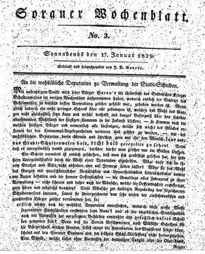 Sorauer Wochenblatt für Unterhaltung, Belehrung und Ereignisse der Gegenwart vom 17.01.1829