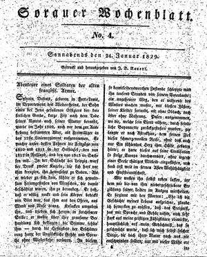 Sorauer Wochenblatt für Unterhaltung, Belehrung und Ereignisse der Gegenwart vom 24.01.1829