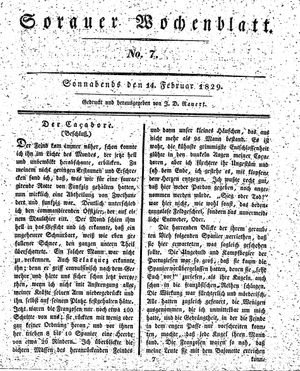 Sorauer Wochenblatt für Unterhaltung, Belehrung und Ereignisse der Gegenwart on Feb 14, 1829