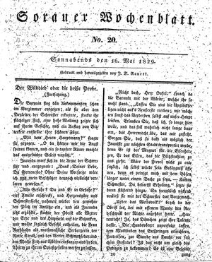 Sorauer Wochenblatt für Unterhaltung, Belehrung und Ereignisse der Gegenwart vom 16.05.1829