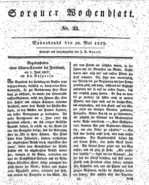 Sorauer Wochenblatt für Unterhaltung, Belehrung und Ereignisse der Gegenwart vom 30.05.1829