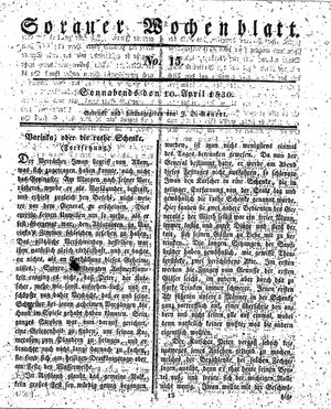 Sorauer Wochenblatt für Unterhaltung, Belehrung und Ereignisse der Gegenwart on Apr 10, 1830