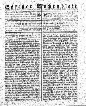 Sorauer Wochenblatt für Unterhaltung, Belehrung und Ereignisse der Gegenwart vom 20.11.1830