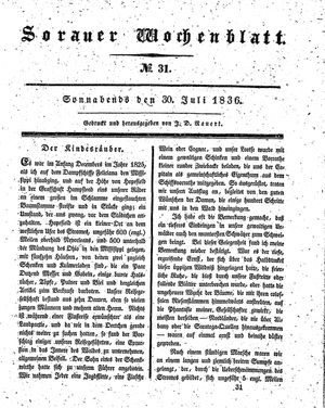 Sorauer Wochenblatt für Unterhaltung, Belehrung und Ereignisse der Gegenwart vom 30.07.1836