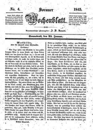 Sorauer Wochenblatt für Unterhaltung, Belehrung und Ereignisse der Gegenwart vom 25.01.1845