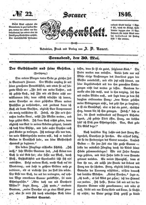 Sorauer Wochenblatt für Unterhaltung, Belehrung und Ereignisse der Gegenwart on May 30, 1846