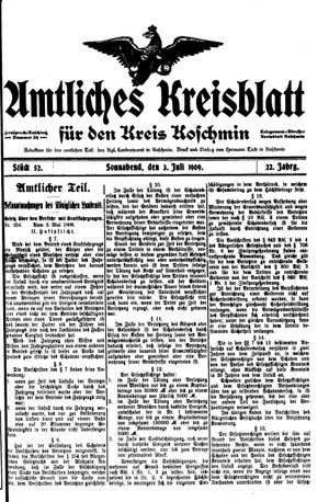 Amtliches Kreisblatt für den Kreis Koschmin vom 03.07.1909