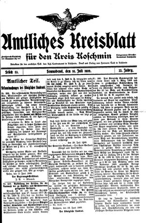 Amtliches Kreisblatt für den Kreis Koschmin vom 10.07.1909
