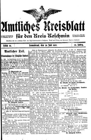 Amtliches Kreisblatt für den Kreis Koschmin vom 24.07.1909