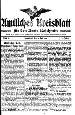 Amtliches Kreisblatt für den Kreis Koschmin vom 31.07.1909