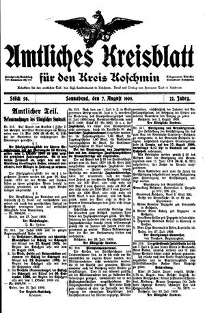 Amtliches Kreisblatt für den Kreis Koschmin vom 07.08.1909