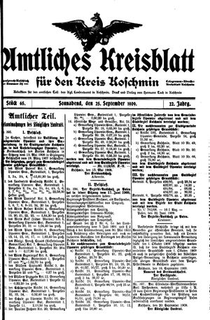 Amtliches Kreisblatt für den Kreis Koschmin vom 25.09.1909