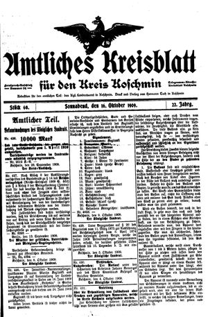 Amtliches Kreisblatt für den Kreis Koschmin vom 16.10.1909