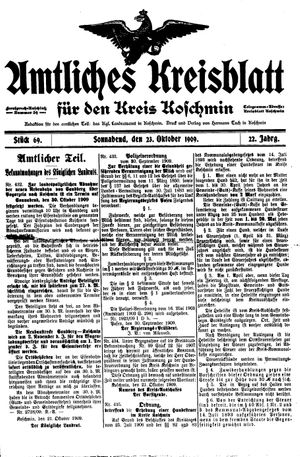 Amtliches Kreisblatt für den Kreis Koschmin vom 23.10.1909