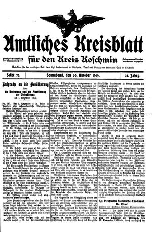 Amtliches Kreisblatt für den Kreis Koschmin vom 30.10.1909