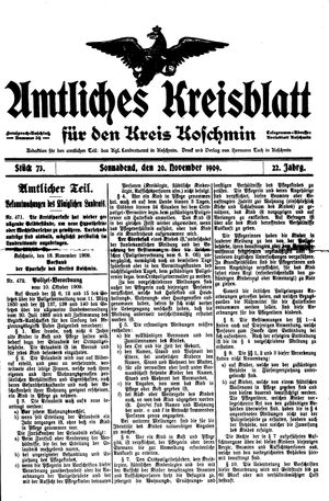 Amtliches Kreisblatt für den Kreis Koschmin vom 20.11.1909