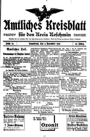 Amtliches Kreisblatt für den Kreis Koschmin vom 04.12.1909