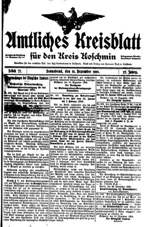 Amtliches Kreisblatt für den Kreis Koschmin vom 18.12.1909