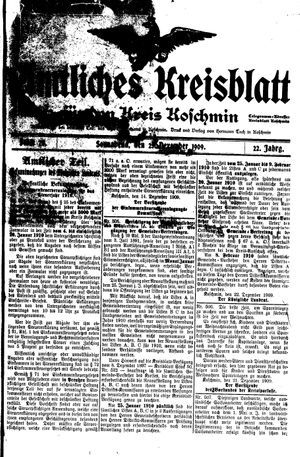Amtliches Kreisblatt für den Kreis Koschmin vom 25.12.1909