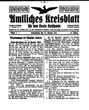 Amtliches Kreisblatt für den Kreis Koschmin vom 29.01.1910
