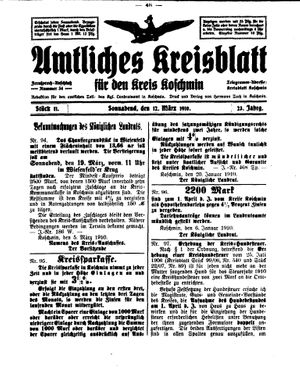 Amtliches Kreisblatt für den Kreis Koschmin vom 12.03.1910