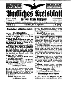 Amtliches Kreisblatt für den Kreis Koschmin vom 16.04.1910