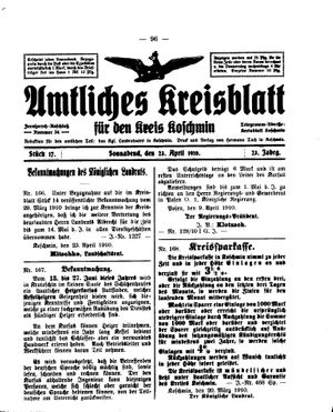 Amtliches Kreisblatt für den Kreis Koschmin on Apr 23, 1910