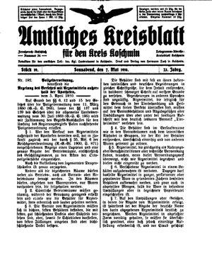 Amtliches Kreisblatt für den Kreis Koschmin vom 07.05.1910