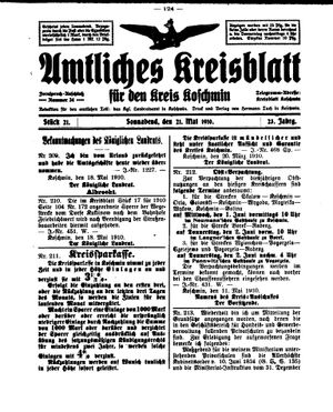 Amtliches Kreisblatt für den Kreis Koschmin on May 21, 1910
