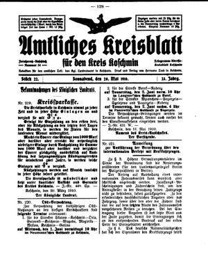 Amtliches Kreisblatt für den Kreis Koschmin vom 28.05.1910