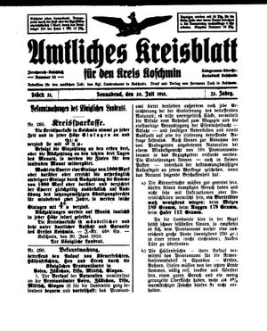 Amtliches Kreisblatt für den Kreis Koschmin vom 30.07.1910