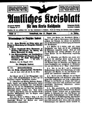 Amtliches Kreisblatt für den Kreis Koschmin vom 27.08.1910