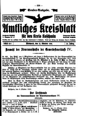 Amtliches Kreisblatt für den Kreis Koschmin vom 12.10.1910