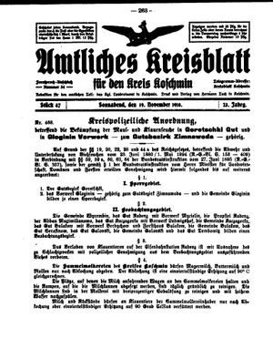 Amtliches Kreisblatt für den Kreis Koschmin vom 19.11.1910
