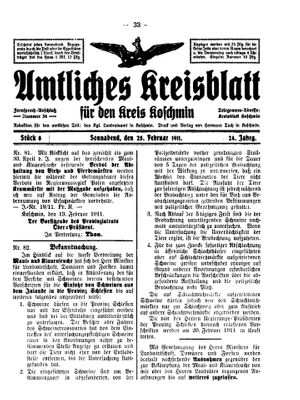 Amtliches Kreisblatt für den Kreis Koschmin vom 25.02.1911