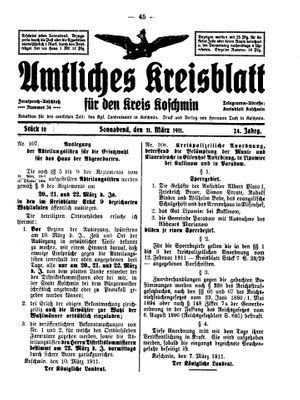 Amtliches Kreisblatt für den Kreis Koschmin vom 11.03.1911