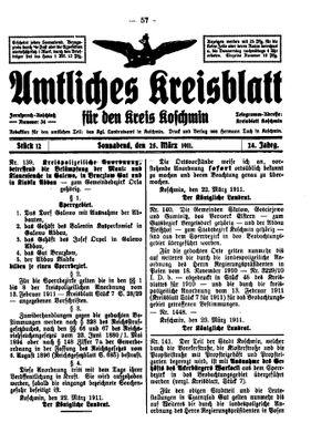 Amtliches Kreisblatt für den Kreis Koschmin vom 25.03.1911