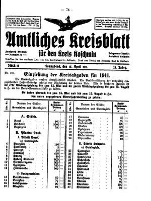 Amtliches Kreisblatt für den Kreis Koschmin on Apr 15, 1911
