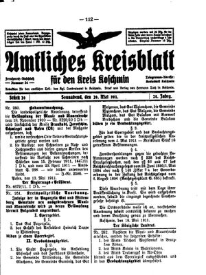 Amtliches Kreisblatt für den Kreis Koschmin vom 20.05.1911