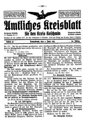 Amtliches Kreisblatt für den Kreis Koschmin on Jun 3, 1911