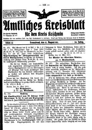 Amtliches Kreisblatt für den Kreis Koschmin vom 12.08.1911