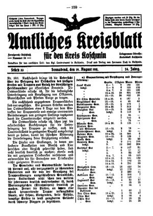 Amtliches Kreisblatt für den Kreis Koschmin vom 19.08.1911