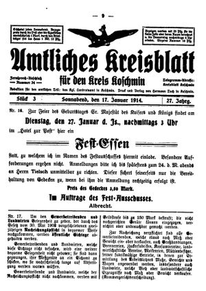 Amtliches Kreisblatt für den Kreis Koschmin vom 17.01.1914