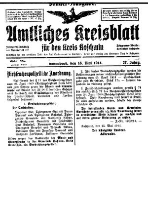 Amtliches Kreisblatt für den Kreis Koschmin vom 16.05.1914
