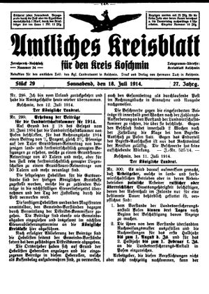 Amtliches Kreisblatt für den Kreis Koschmin vom 18.07.1914